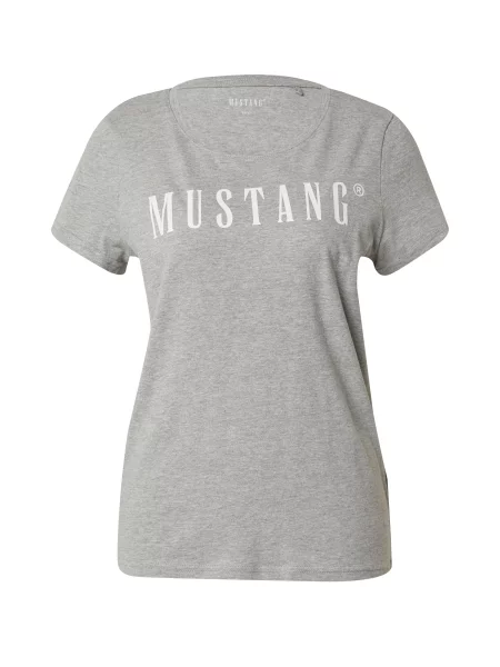 MUSTANG Tričko Alma šedý melír bílá