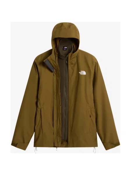 Kurtka z kapturem The North Face Quest Mono Triclimate brązowooliwkowa S brązowa