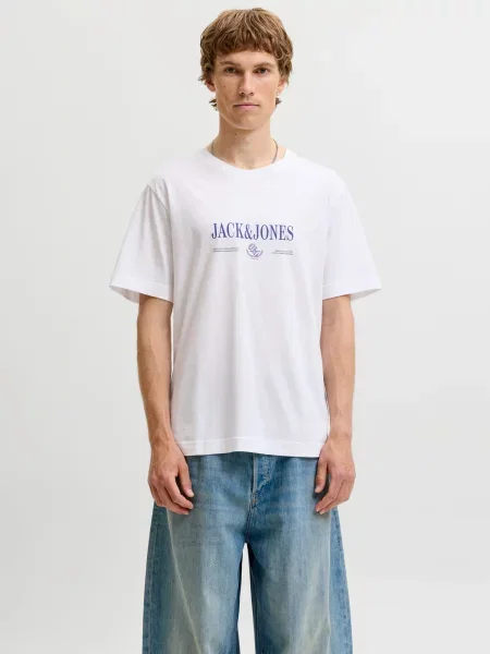 JACK & JONES Tricou JORFREDERIKSBERG albastru alb