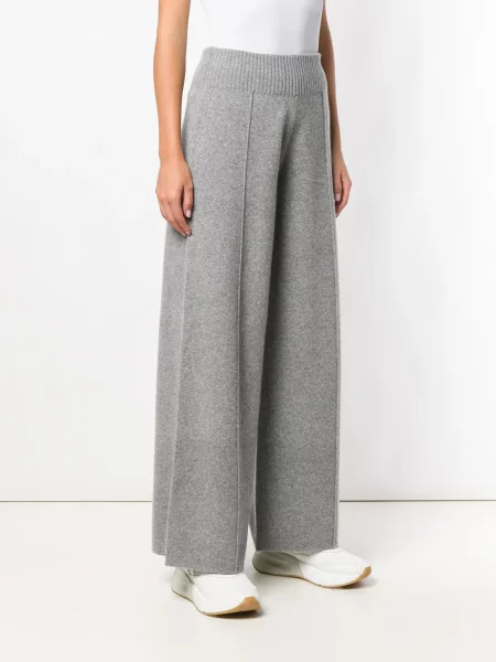 Dzianinowe spodnie Pringle Of Scotland dzwony szare