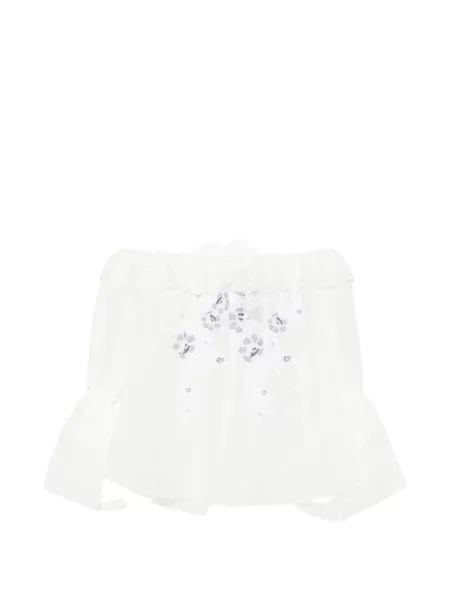 Bluză Ermanno Scervino cu broderie cu model floral alb