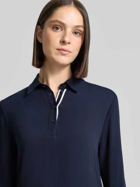 Koszulka polo o kroju regular fit z elastycznymi wykończeniami rękawów Marc Cain granatowa