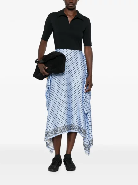 Rochie Maje cu model floral cu imagine asimetrică albastru