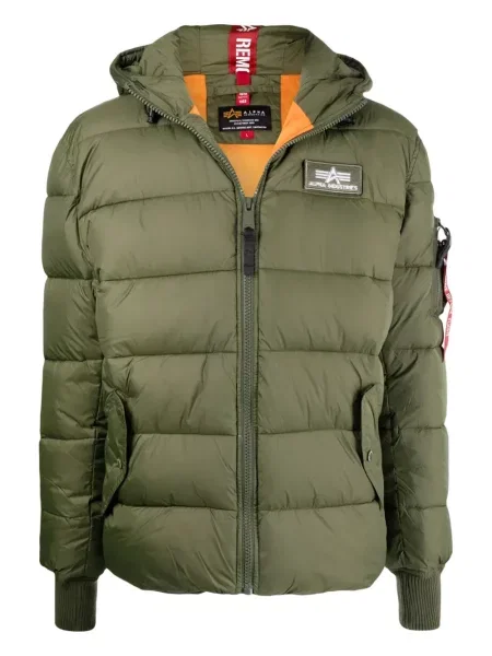 Geacă Alpha Industries cu glugă verde