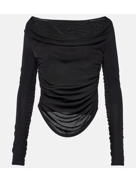 Top Staud din jerseu negru