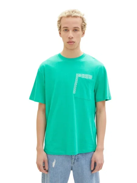 TOM TAILOR DENIM Tricou verde deschis / alb