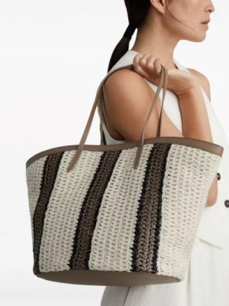 Geantă shopper Brunello Cucinelli cu dungi