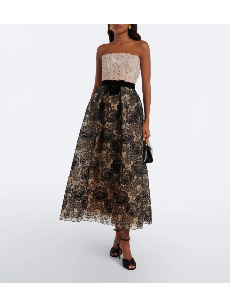 Čipkované koktejlkové šaty Elie Saab čierna