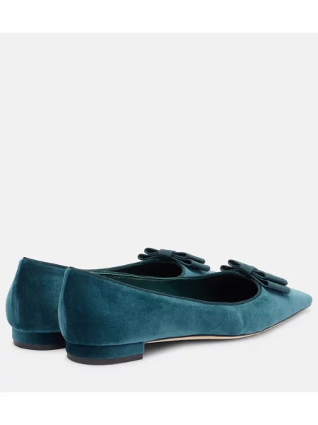 Balerini Manolo Blahnik de catifea albastru