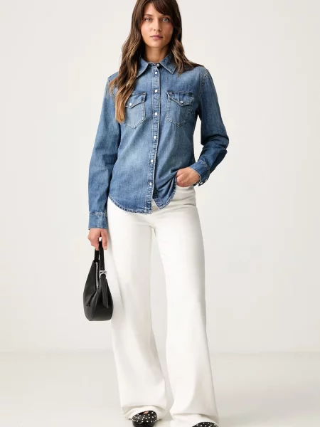 Tommy Jeans košeľa dámska rifľová modrá