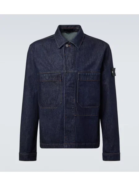 Geacă de blugi Stone Island cu strasuri albastru