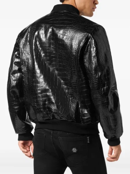 Geanta de piele Philipp Plein negru