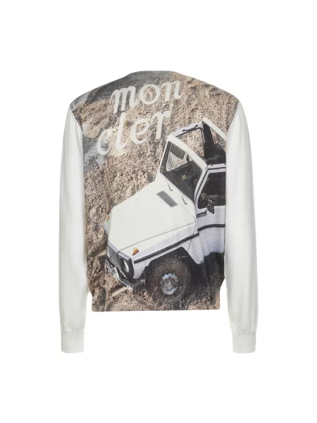 Sweter Moncler z dekoltem w kształcie litery U biały