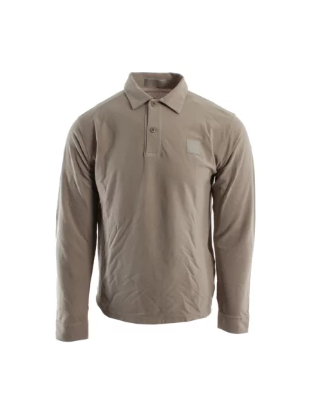 Koszulka polo Stone Island z długim rękawem z dżerseju z kamieniami beżowa