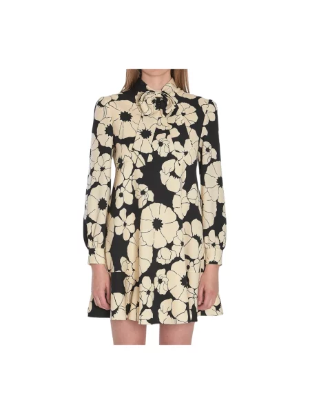 Sukienka mini Céline z kokardką w kwiatki czarna