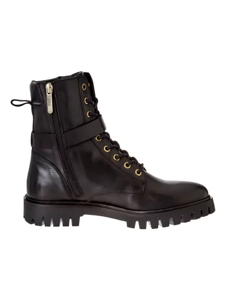 Botki Tommy Hilfiger biznesowe z nadrukiem czarne