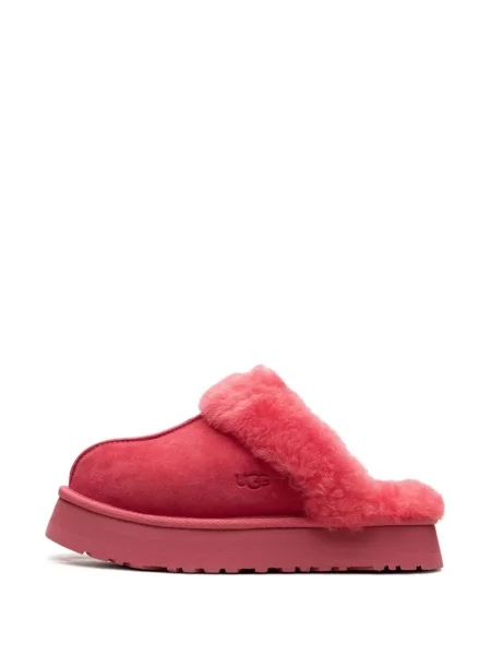 Papuci de casă Ugg cu platformă din piele de oaie roz