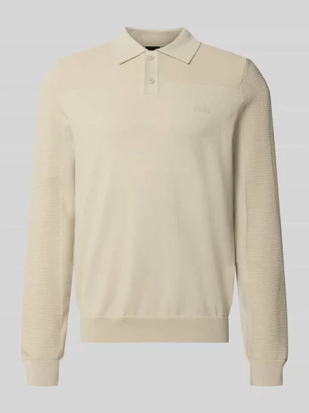 Koszulka polo o kroju relaxed fit z dodatkiem wełny model KN_Momentum-X PL' Boss Green biała