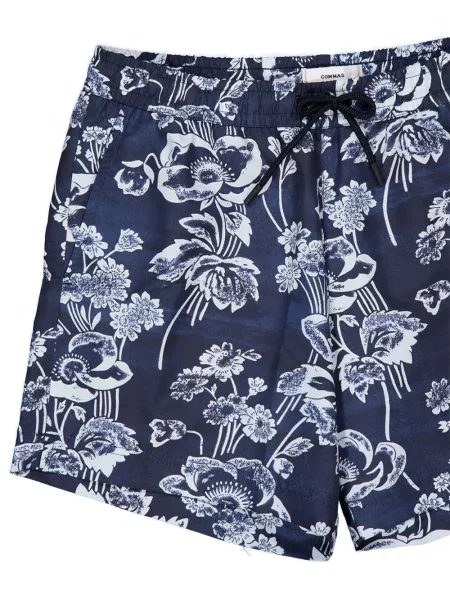 Slip de baie Commas cu model floral cu imagine albastru