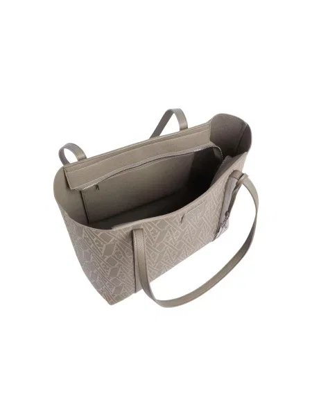 Duża shopperka Armani Exchange skórzana szara