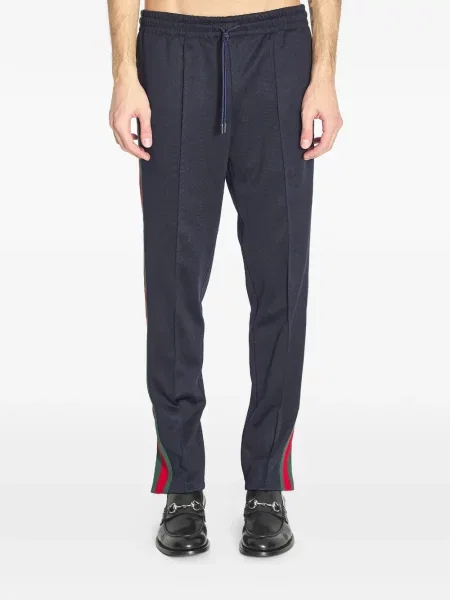 Pantaloni Gucci cu dungi plisate albastru