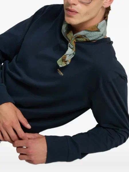 Tricou Woolrich cu decolteu rotund lung albastru