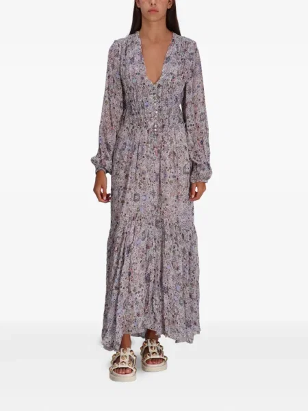 Rochie maxi Isabel Marant cu model floral de costum violet