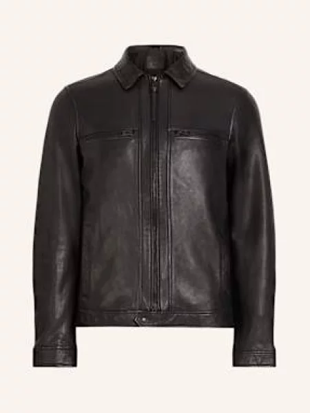 Allsaints Kožená Bunda Luck černá