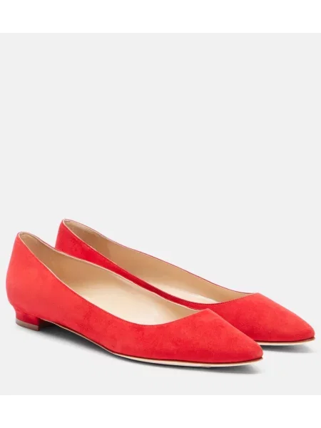 Balerini Manolo Blahnik din piele de căprioară roșu