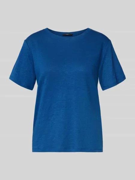 Weekend Max Mara t-shirt z lnem PELOTA niebieska