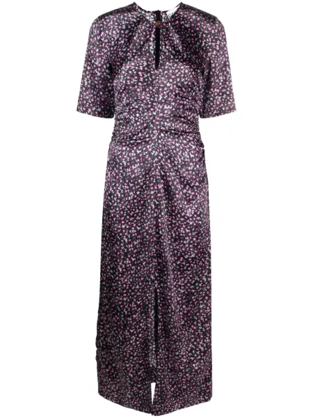 Rochie Ganni de mătase cu model floral cu imagine negru