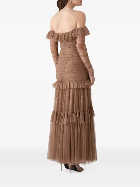 Rochie Needle & Thread cu paiete maro