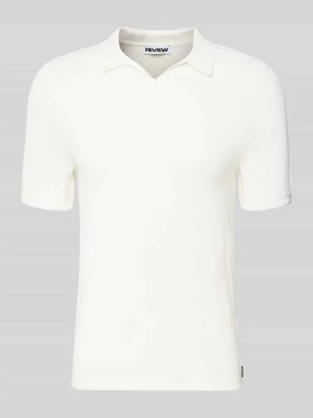 Koszulka polo o kroju slim fit z fakturowanym wzorem Review biała