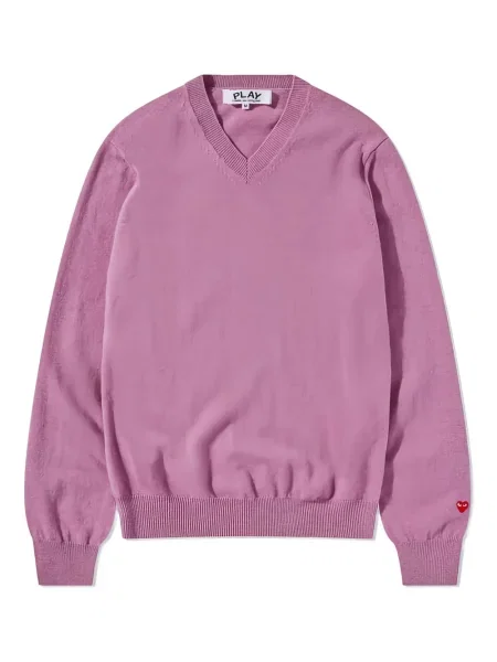 Pulover Comme Des Garcons Play cu decolteu în V violet