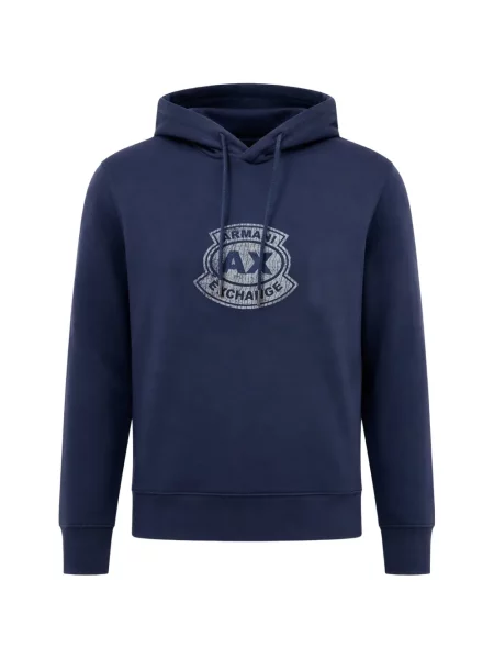 Hanorac cu glugă Armani Exchange cu glugă stretch albastru