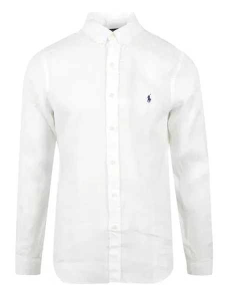 Lanena srajca Polo Ralph Lauren bela