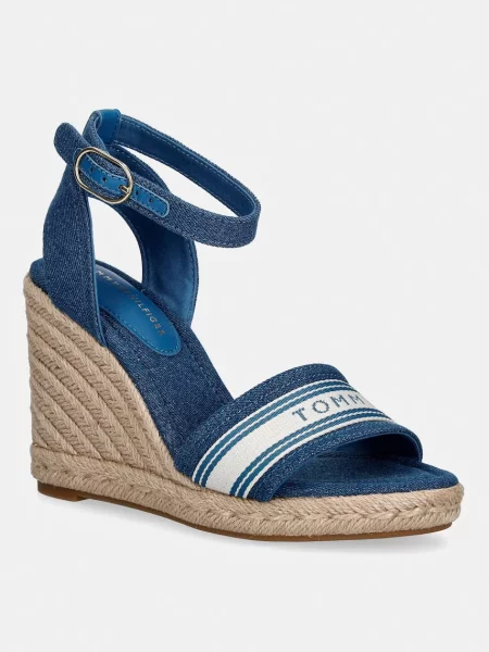 Espadrile Tommy Hilfiger High Wedge Espad Webbing albastru