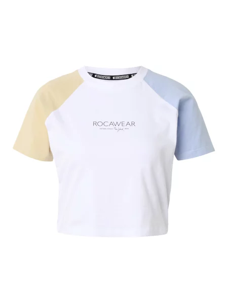 ROCAWEAR Tričko Fine světlemodrá / medová bílá