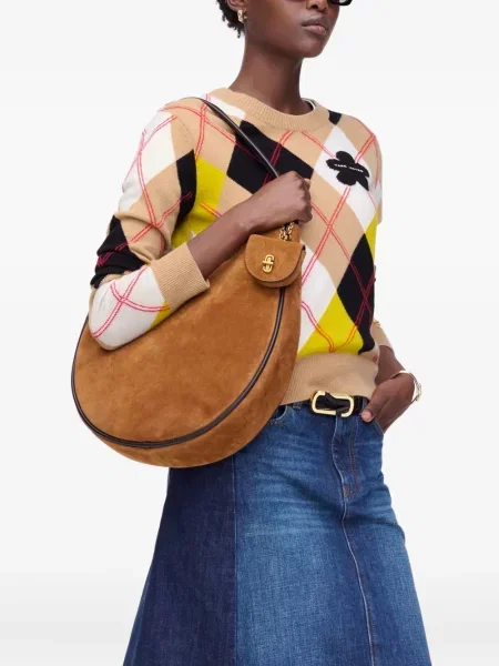 Geantă Marc Jacobs din piele de căprioară maro