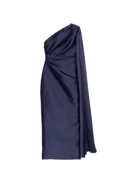 Rochie maxi Solace London cu un umăr gol albastru