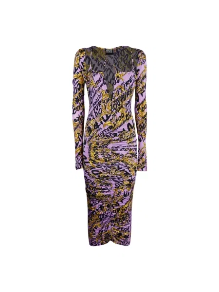 Sukienka jeansowa Versace Jeans Couture do kolan fioletowa