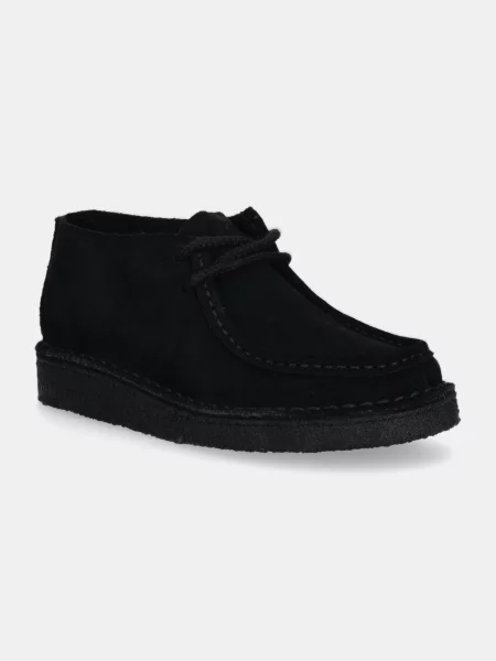 Clarks Originals pantofi de piele întoarsă Desert Nomad femei cu platformă negru