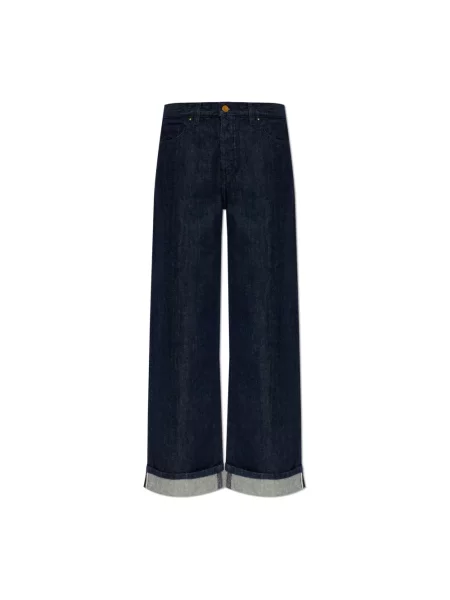 Szerokie jeansy Moncler niebieskie