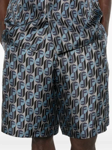 Pantaloni scurți Fendi de mătase cu imagine albastru