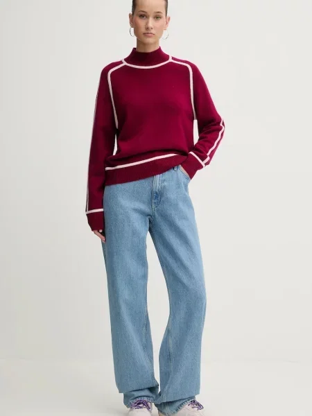 Светр з кашеміру FROM FUTURE легкий півгольф фіолетовий