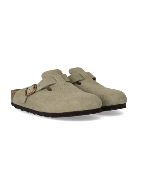Birkenstock klapki zamszowe Boston beżowe