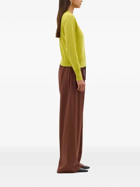 Pantaloni Another Tomorrow cu cordon maro