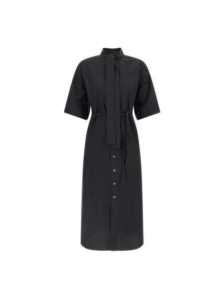 Jedwabna sukienka koszulowa Lemaire czarna