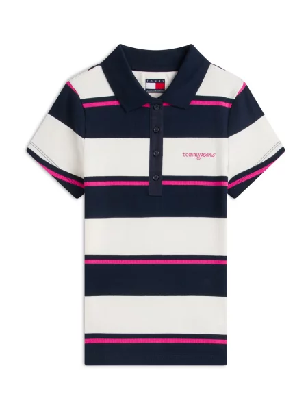 Tommy Jeans Tricou albastru închis / roz alb