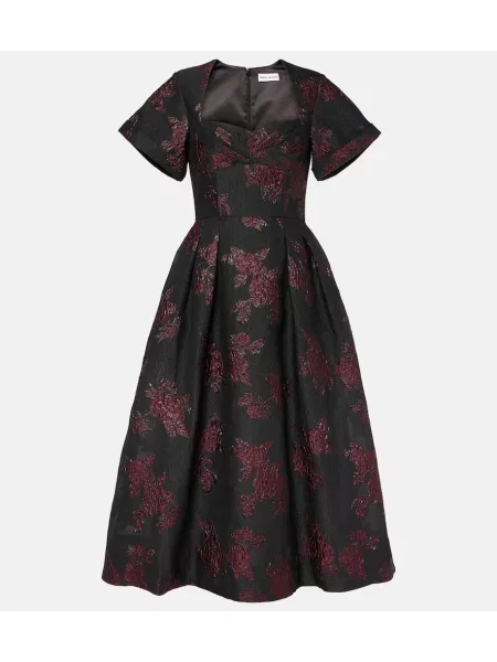 Midi obleka Rebecca Vallance s cvetličnim vzorcem bordo